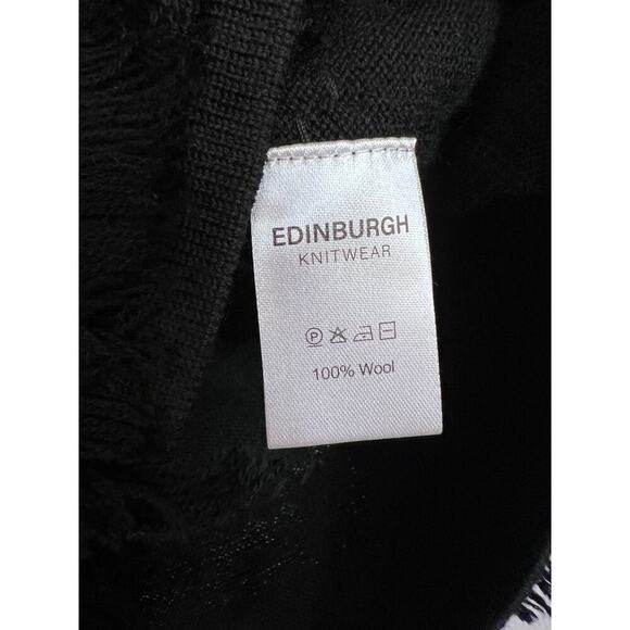 EK Edinburch Knitwear Size XS Black Button Up Cardigan Fray and Gold Detailing - Picture 5 of 8